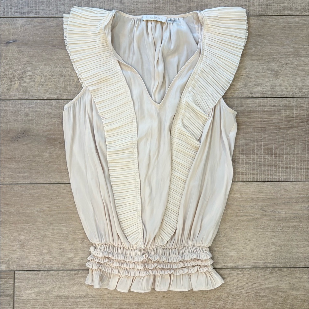 Ramy Brook Elegant Cream Ruffled Women's Top